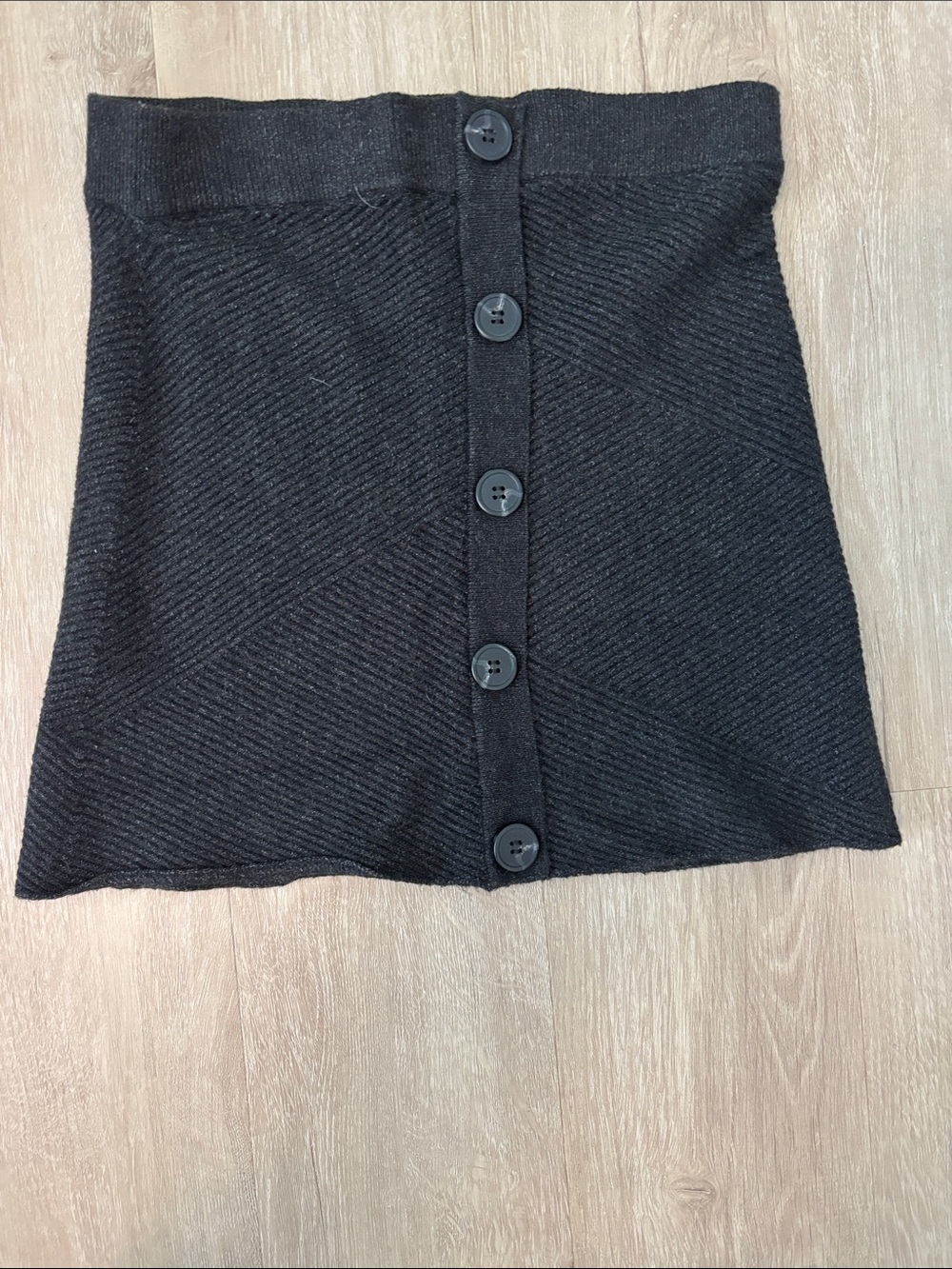 wonder nation Black Ribbed Button-Front Knit Skirt